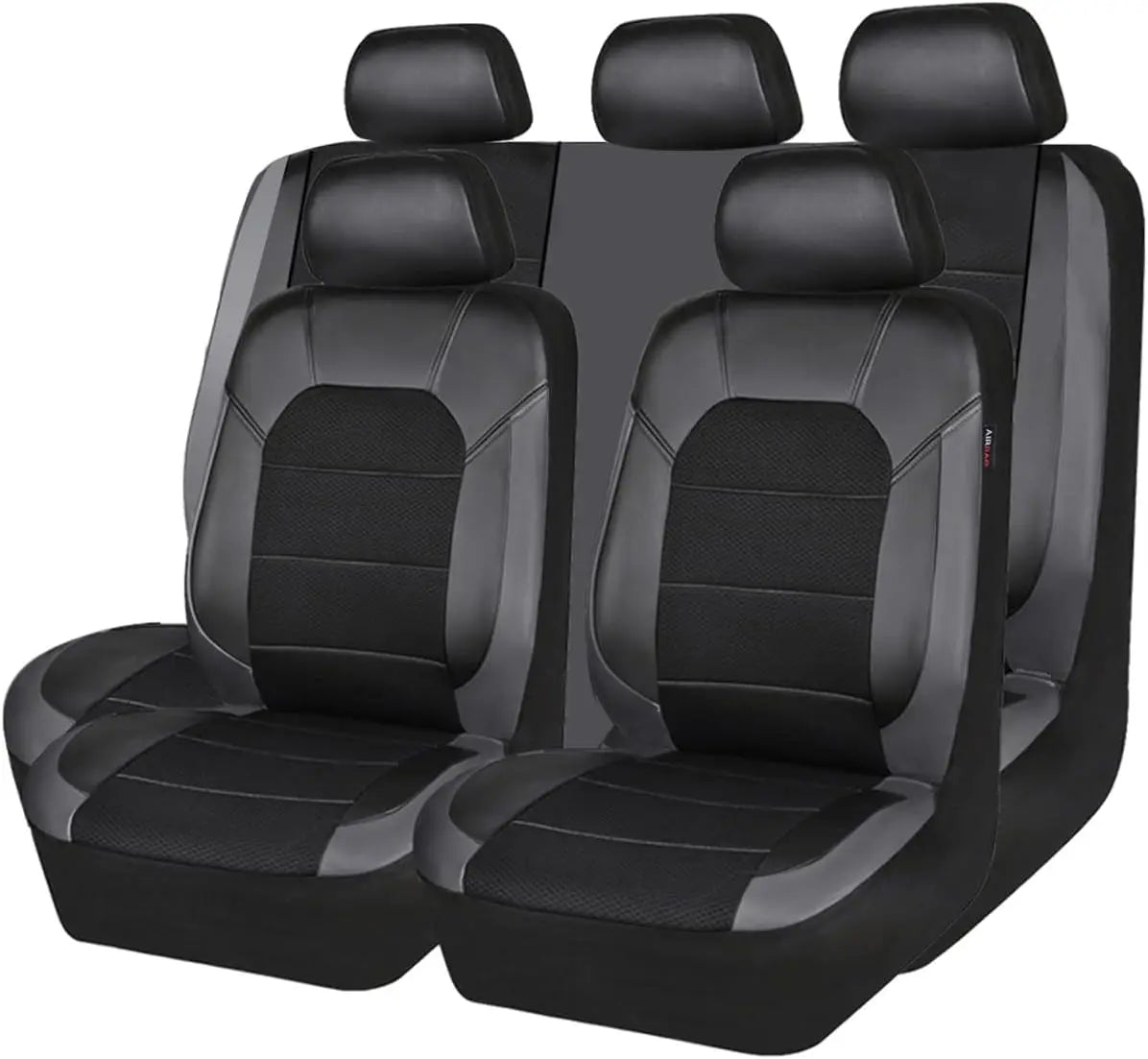 9-Piece Select Sandwich-Stitch PU Leather Car Seat Cover Set – Front & Rear Seat Protection, Easy Install, Individually Packaged, Fits Auto, Ford, Audi, Toyota, Motorhome
