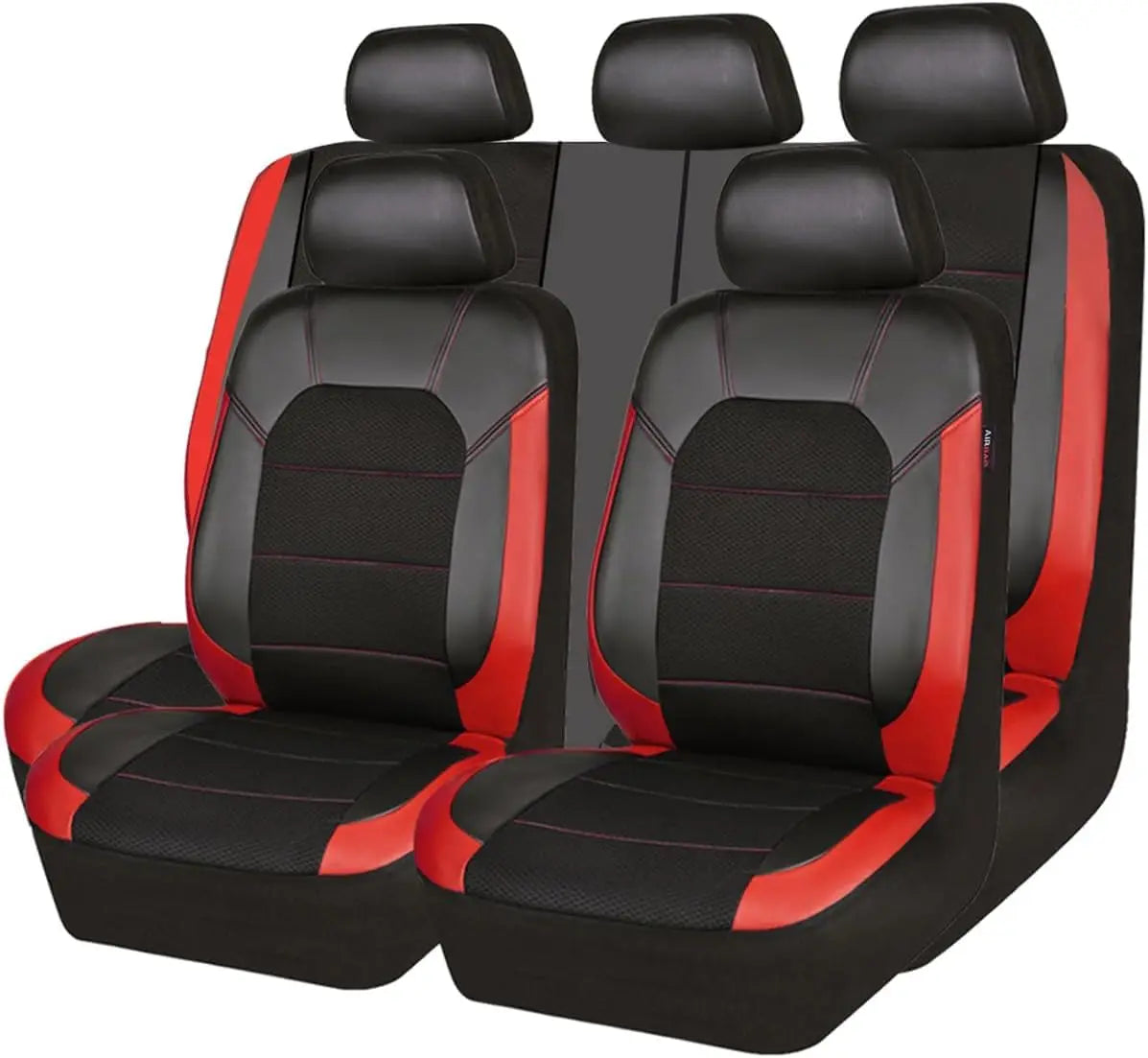 9-Piece Select Sandwich-Stitch PU Leather Car Seat Cover Set – Front & Rear Seat Protection, Easy Install, Individually Packaged, Fits Auto, Ford, Audi, Toyota, Motorhome
