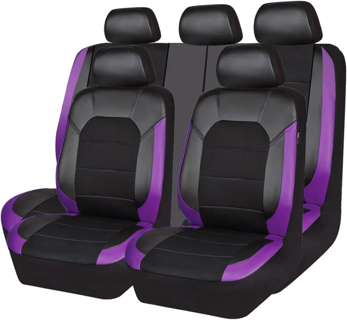 9-Piece Select Sandwich-Stitch PU Leather Car Seat Cover Set – Front & Rear Seat Protection, Easy Install, Individually Packaged, Fits Auto, Ford, Audi, Toyota, Motorhome